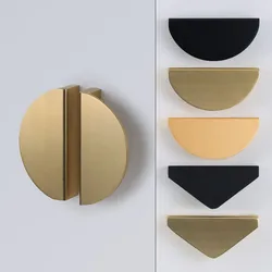 Nordic Style Cabinet Drawer Handles Golden Aluminum Alloy Furniture Handles Semi-Circular Wardrobe Door Pulls