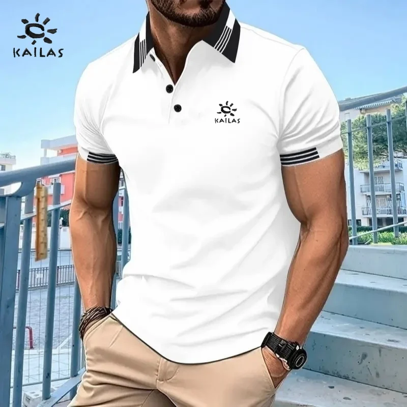 

Summer men's high-quality embroidered logo fashionable casual trend cool breathable short sleeved polo shirt top