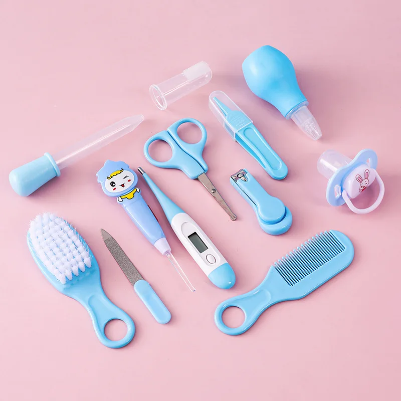 12pcs Baby Grooming and Health Kit Kids Nail Hair Health Care Tools Thermometer Grooming Brush Kit Newborn Healthcare Set