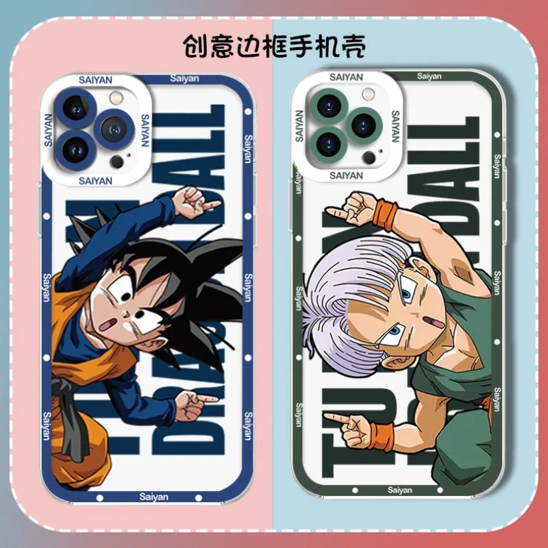 Casing Ponsel Dragon Ball Goku untuk IPhone 16 15 14 13 Pro Max Plus Sampul Lembut TPU Cangkang Abrasi Anti Jatuh Aksesori Semua Inklusif