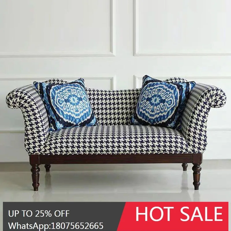 

SGF Solid Wood Fabric Double Sofa Chair European Style Simple Meeting Sofa