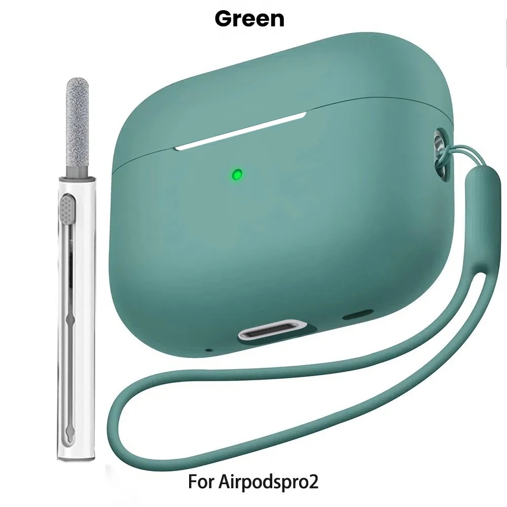 حافظة لهاتف AirPods Pro 2 غطاء من السيليكون السائل لأجهزة AirPods Pro 2 2nd Pro2 2022 2023 حافظة مع قلم تنظيف الحبل Funda
