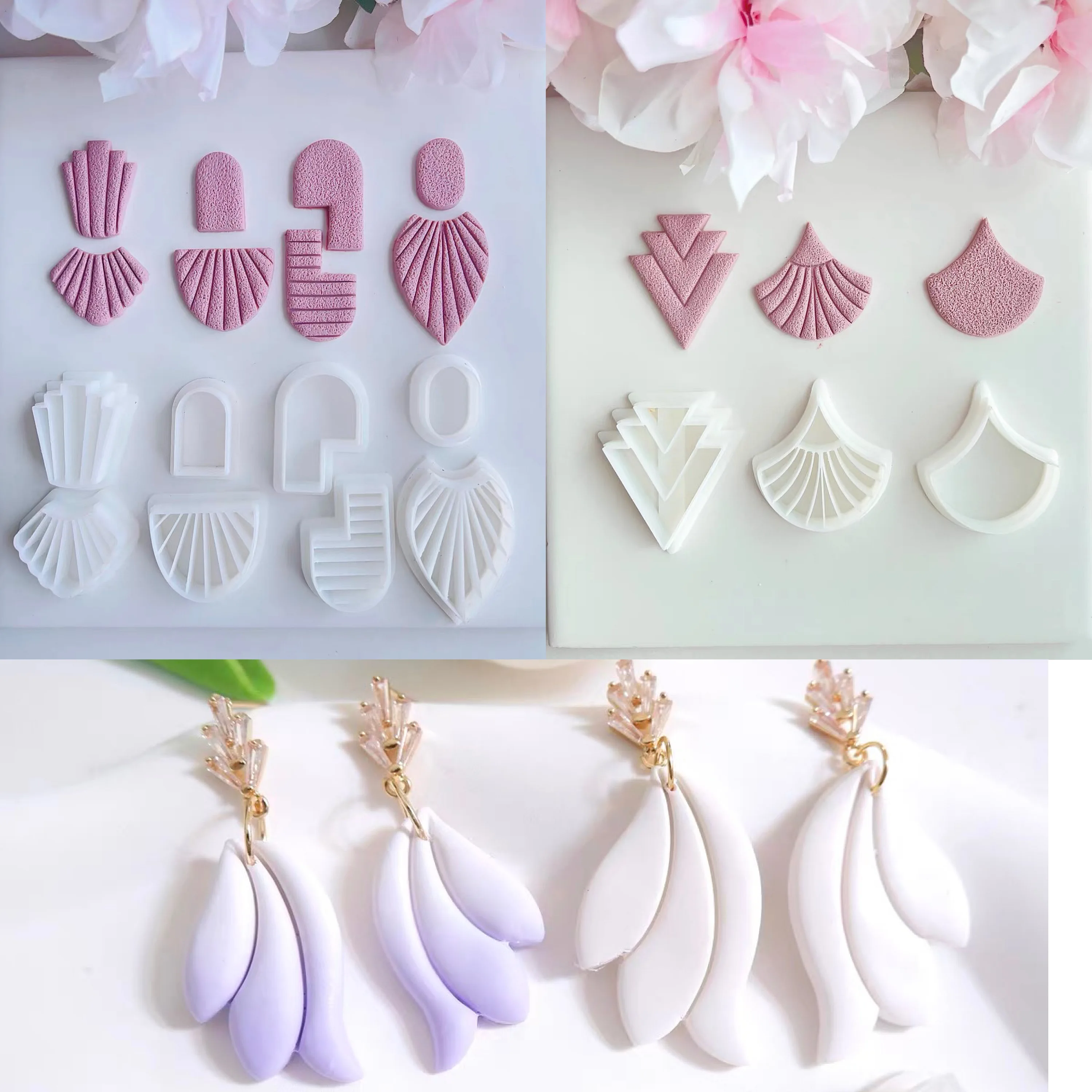 Soft Pottery Earrings Polymer Clay Mold Irregular Geometric Shape/Lotus Flower Clay Cutter DIY Jewelry Pendant Pottery Tools