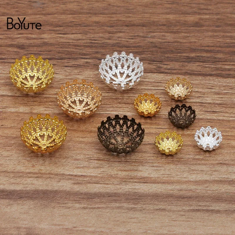 BoYuTe (100 Pieces/Lot) 12-20mm Metal Brass Filigree Bead Caps Diy Handmade Jewelry Accessories Wholesale - view 2