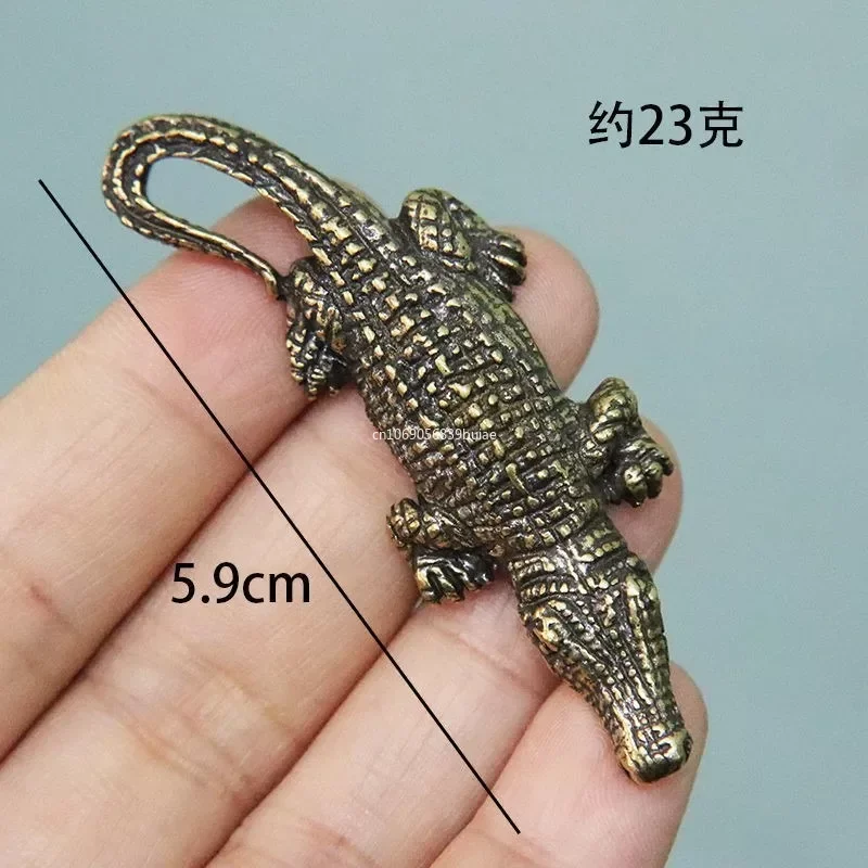 Antique Bronze Crocodile Miniature Figurines Vintage Brass Mini Alligator Statue Desk Ornaments Home Feng Shui Decor Crafts