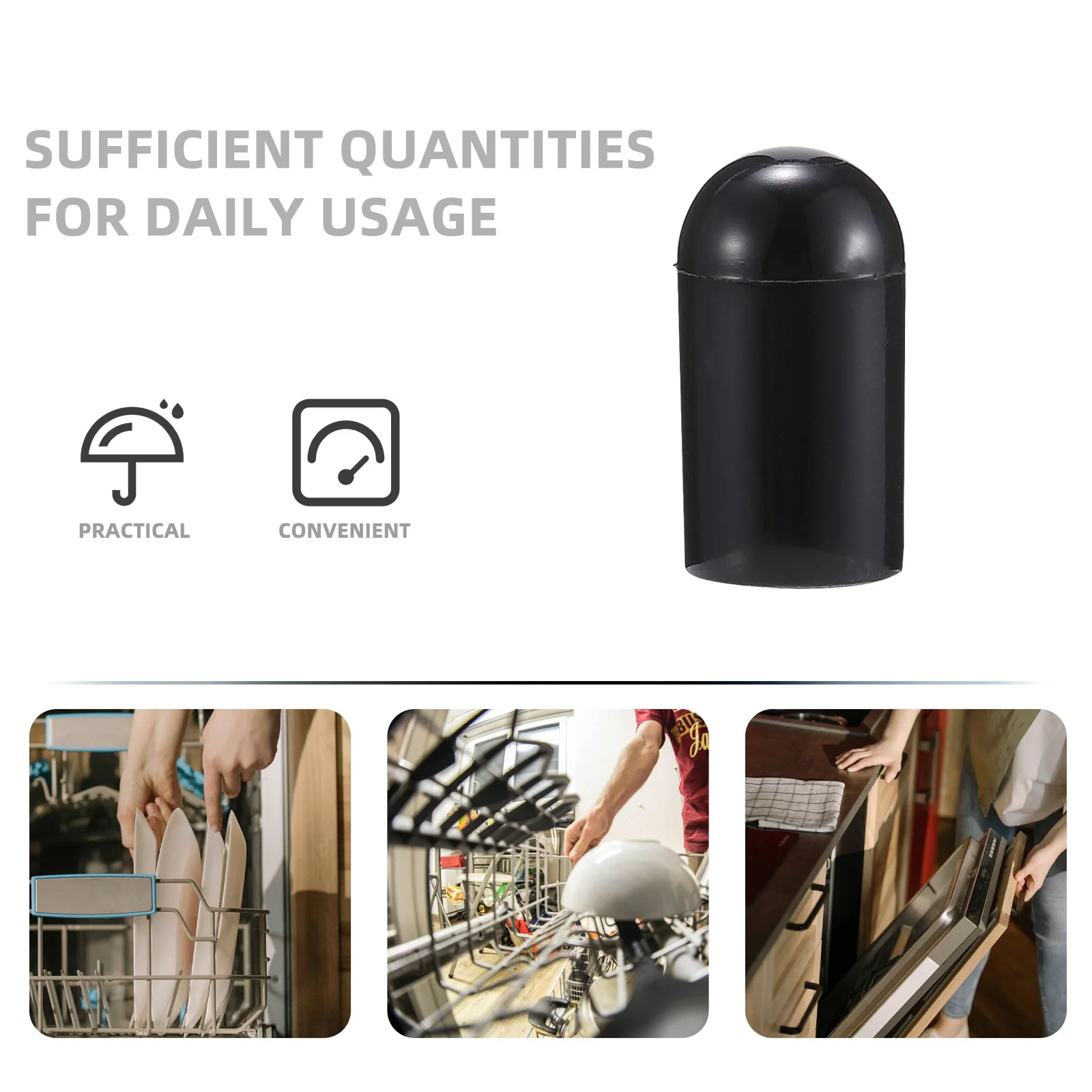 

100pcs PVC Protective Cap for Dishwasher Rack Prong Rubber End Plug Black Wire Thread Tip Shelf Organizer Safety