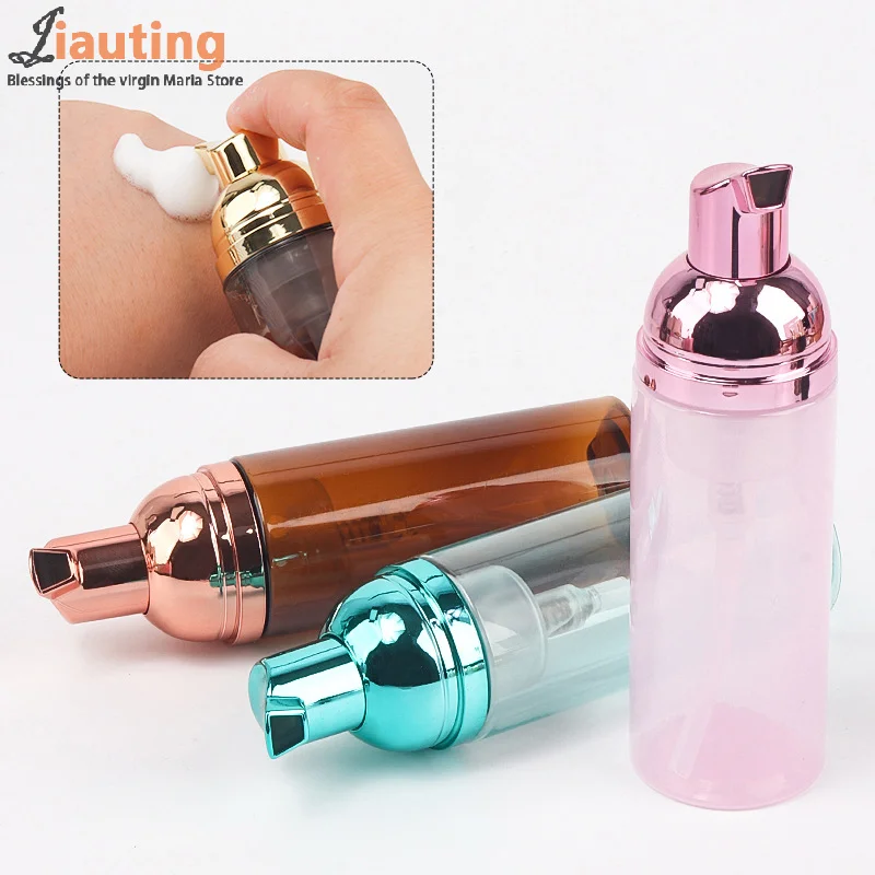 1개 60ml 폼 펌프 병 속눈썹 샴푸 병 여행용 폼 펌프 병 빈 플라스틱 리필 가능 재사용 미니 비누 디스펜서