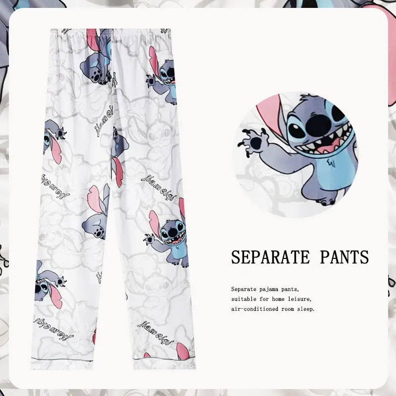 

Disney Stitch Kawaii Pants Cartoon Figure Doodle Cotton Home Pajama Girls Spring and Autumn Casual Loose Homewear Holiday Gifts