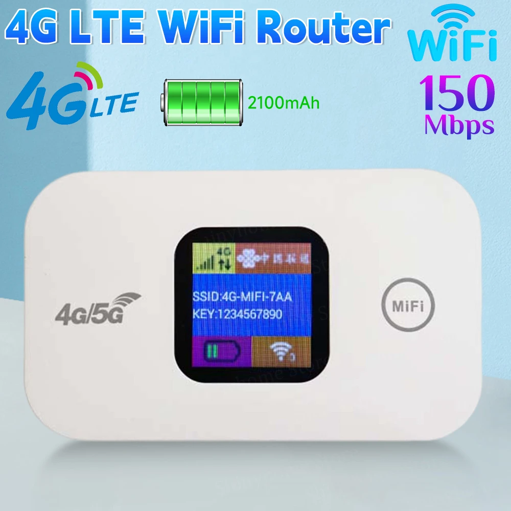 4G Lte راوتر لاسلكي واي فاي مودم محمول صغير في الهواء الطلق هوت سبوت جيب Mifi 150mbps مع فتحة للبطاقات Sim مكرر 2100mah