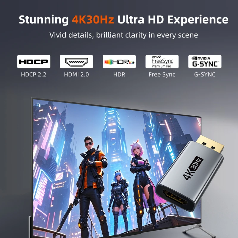 CABLETIME DP إلى HDMI محول 4K30 هرتز/60 هرتز DisplayPort إلى HDMI محول DP ذكر إلى HDMI أنثى محول لأجهزة الكمبيوتر المحمول PC TV