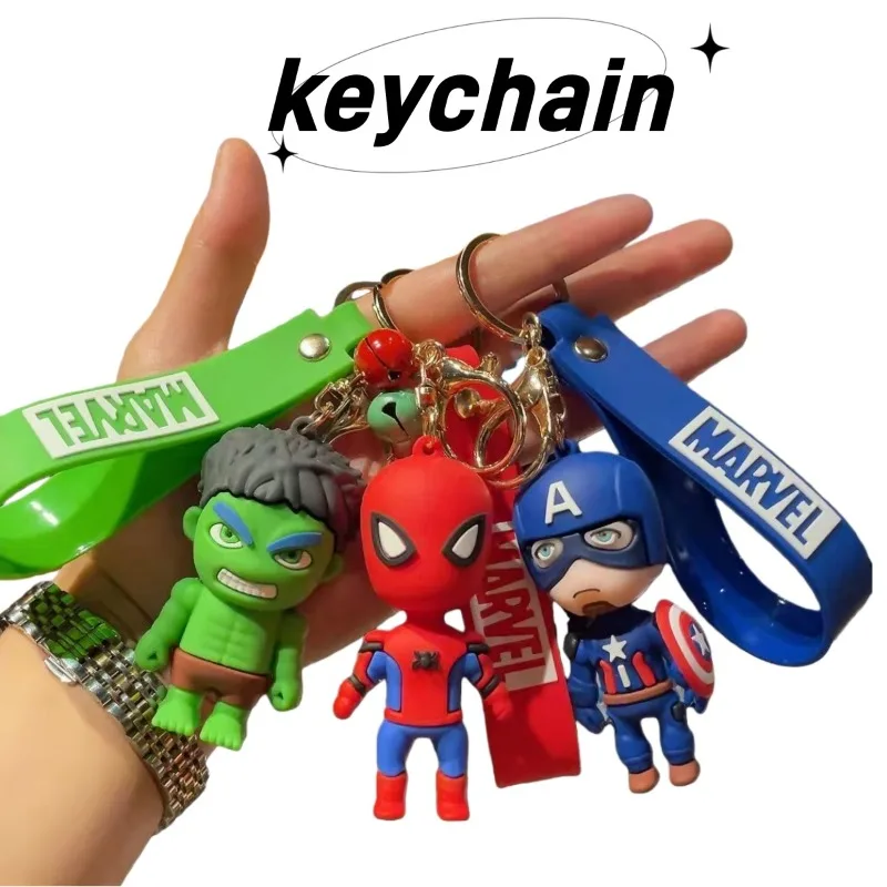

New Anime Peripheral Avengers Series Keychain Marvel Cartoon Car Pendant Doll Keychain Circle Student Backpack Pendant