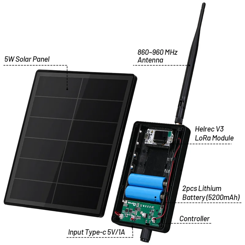 

【B74A】Для Wi-Fi Mesh Lorawan D5 Solar Node ESP32 Lora 32 V3 с солнечной панелью 5 В Встроенный аккумулятор Heltec ESP32 SX1262 Lora