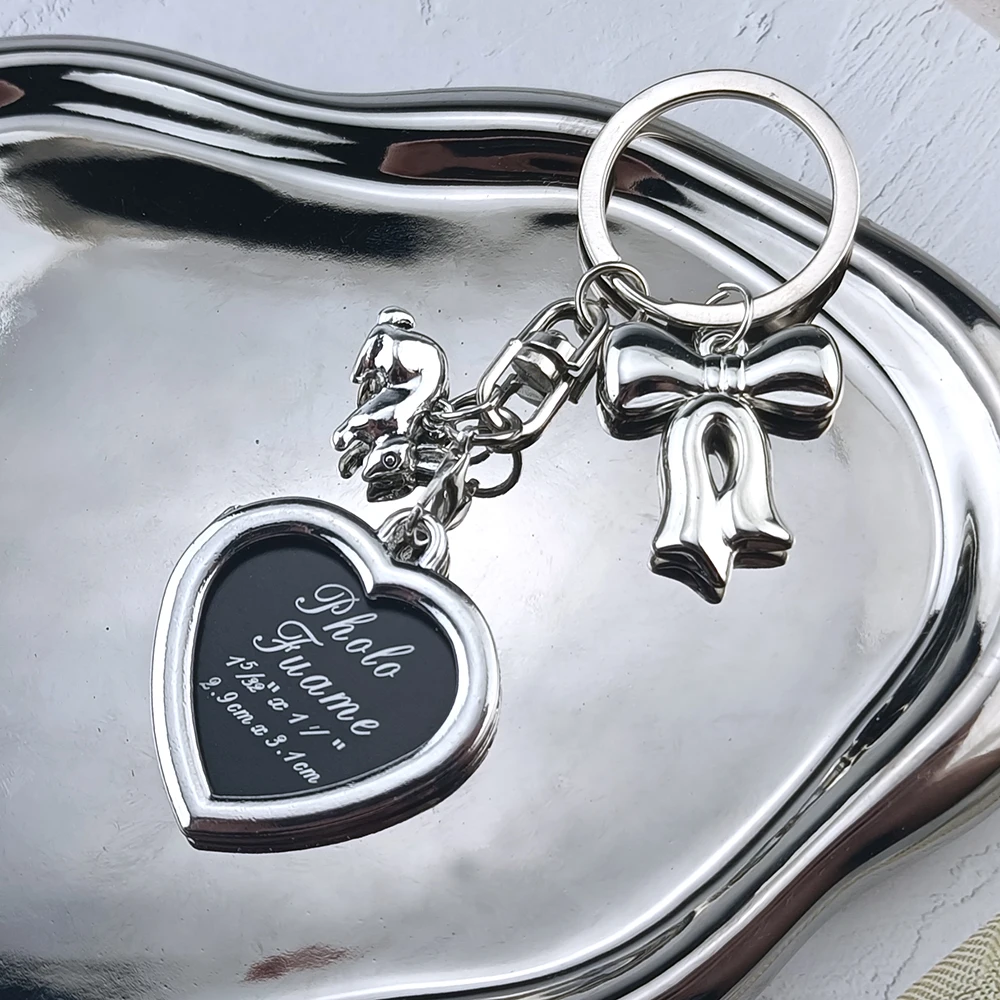 Big Heart Bowknot Keychain Mobile Phone Pendant Headphone Case Pendant Backpack Decoration Accessories Gifts