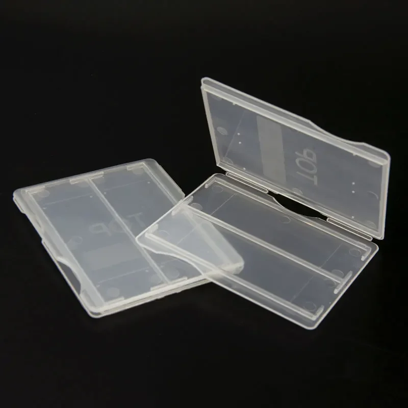 10PCS แบบพกพา Lab พลาสติก ABS กล้องจุลทรรศน์สไลด์ผู้ถือกล่อง 2PCS ความจุกรณี