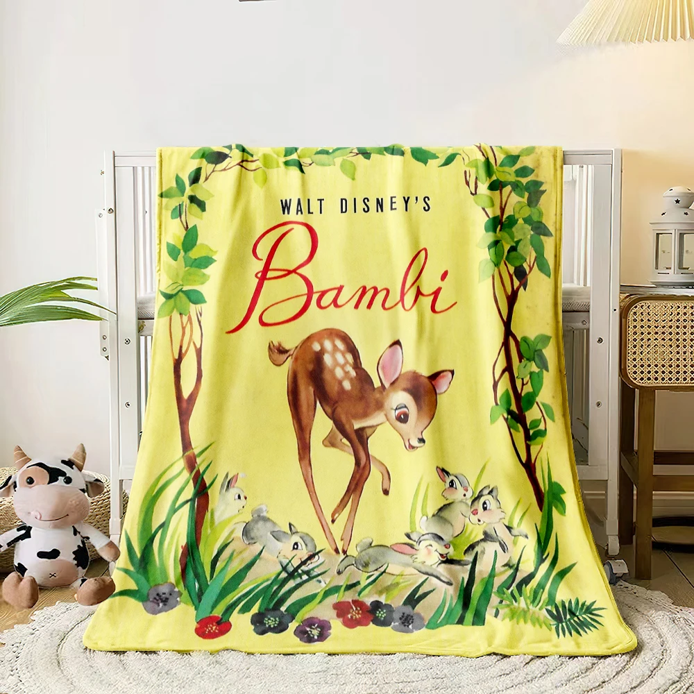 Bambi Cartoon printed flannel thin blanket. Four seasons blanket. for sofa, beds, living room, travel picnic blanket gifts