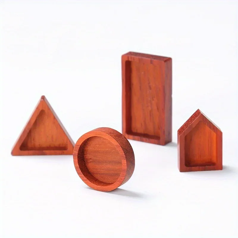 3Pcs Diy Material Crystal Drop Mold Rectangle Round Triangle Jewelry Pendant Saffron Pear Solid Wood Frame