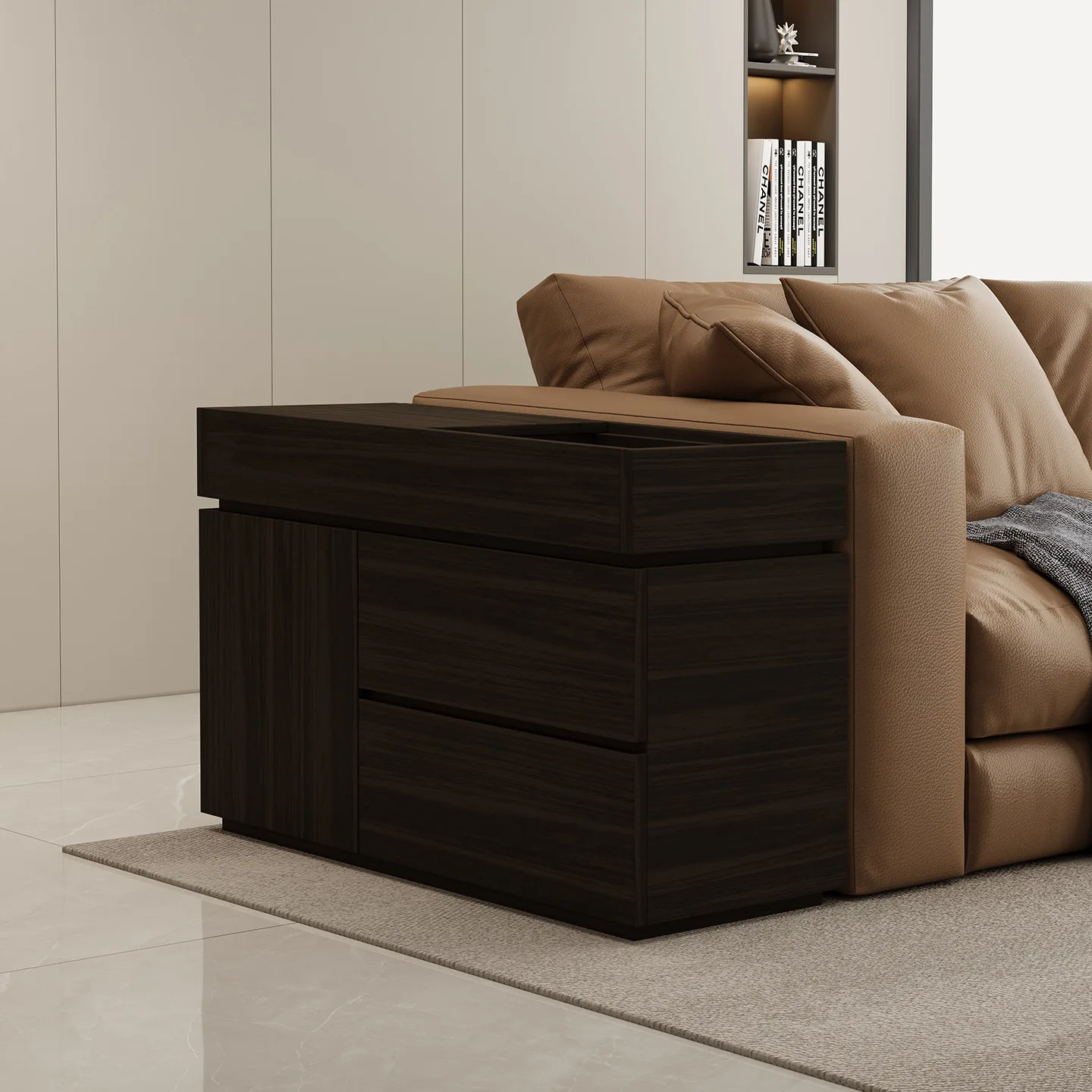 Sofa side cabinet Living room removable small apartment solid wood side cabinet storage corner cabinet narrow side