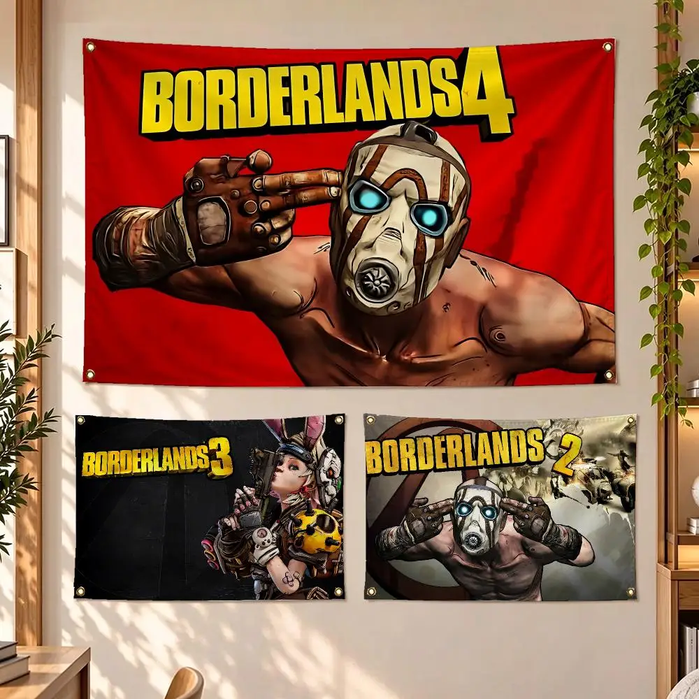 Pro Game Borderlands Flags Concert Print Backdrop Banner, Home Bedroom Outdoor Wall Hanging Decor