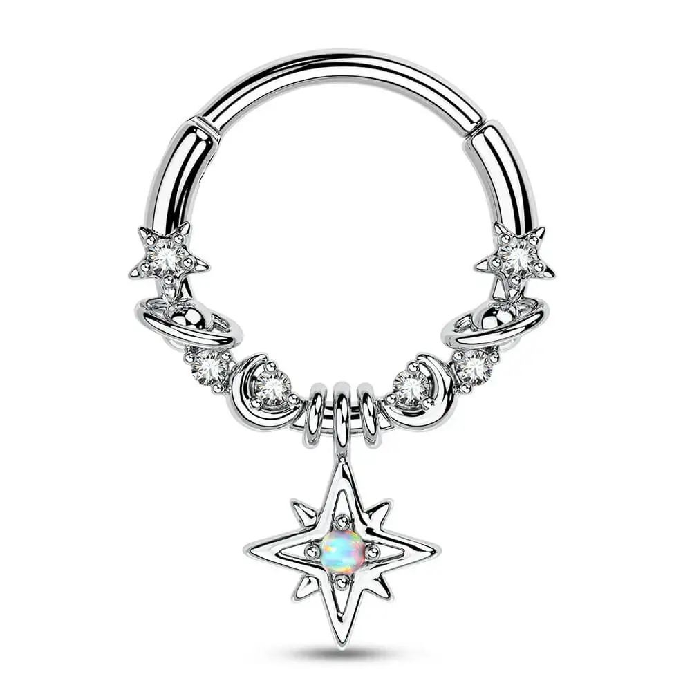 Mode Kristall Edelstahl Septum Hoop Clickers Nasenring Frauen Tragus Knorpel Helix Piercing Creolen Schmuck