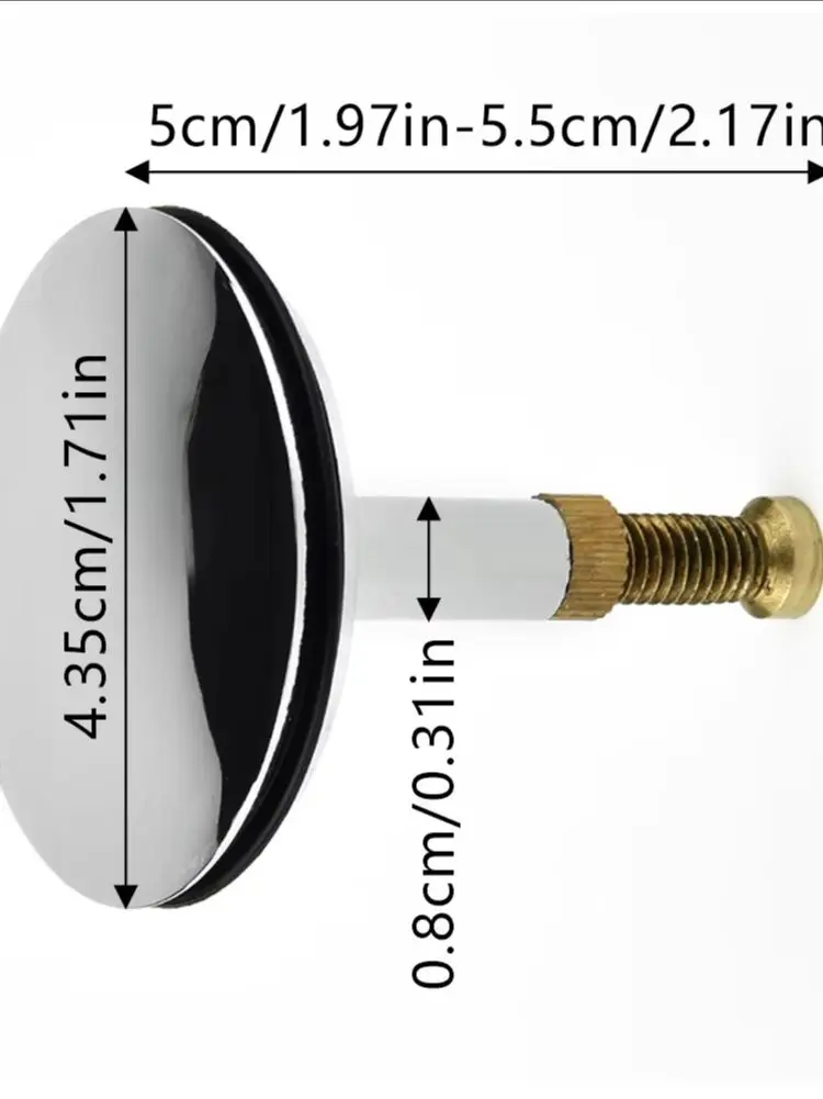 43mm Bathtub Drain Stopper Bathroom Bath Tub Sink Waste Pop-Up Plug Replacement Push Button Basin Waste Highly Durable Sink Plug