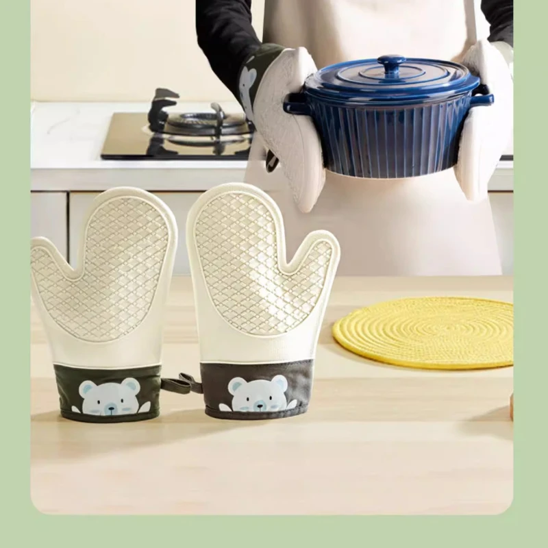 

LMM thickened kitchen baking tools microwave oven silicone gloves high temperature and non-slip