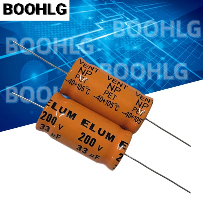 2PCS 33uF 200V Audio Speaker Coupling Frequency Division NP Non-Polar Electrolytic Capacitor 200V 33uF 18X37mm