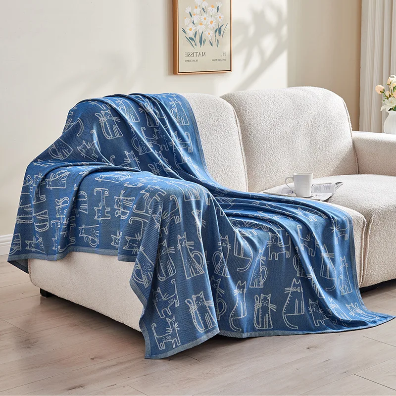 Airline First Class Cabin Blanket Cover Jacquard Airplane Office Nap Bed Throw Blanket Outdoor Portable Plaid Thread Blankets