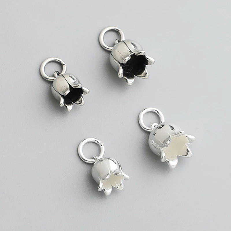1 шт., стерлингового серебра 925 пробы, богемные петли-тюльпаны, подвески с кристаллами/жемчугом, ожерелье, браслеты, серебряные подвески, сделай сам, ювелирные аксессуары, изготовление