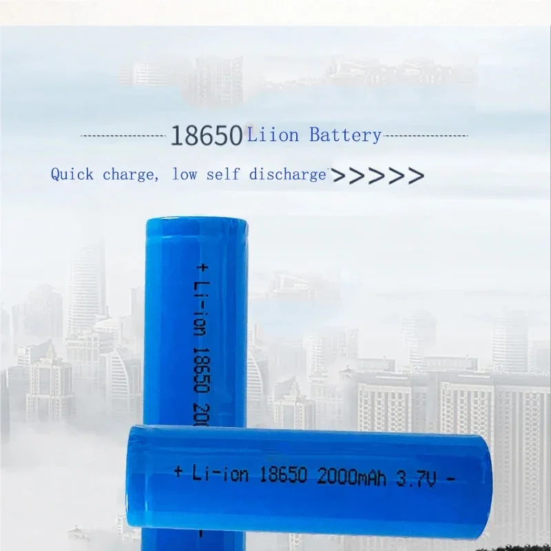 ICR18650 Rechargeable Battery 3.7V 2000mAh 18650 Li-ion Battery Cell for DIY Power Tool Battery Flashlight Solar light