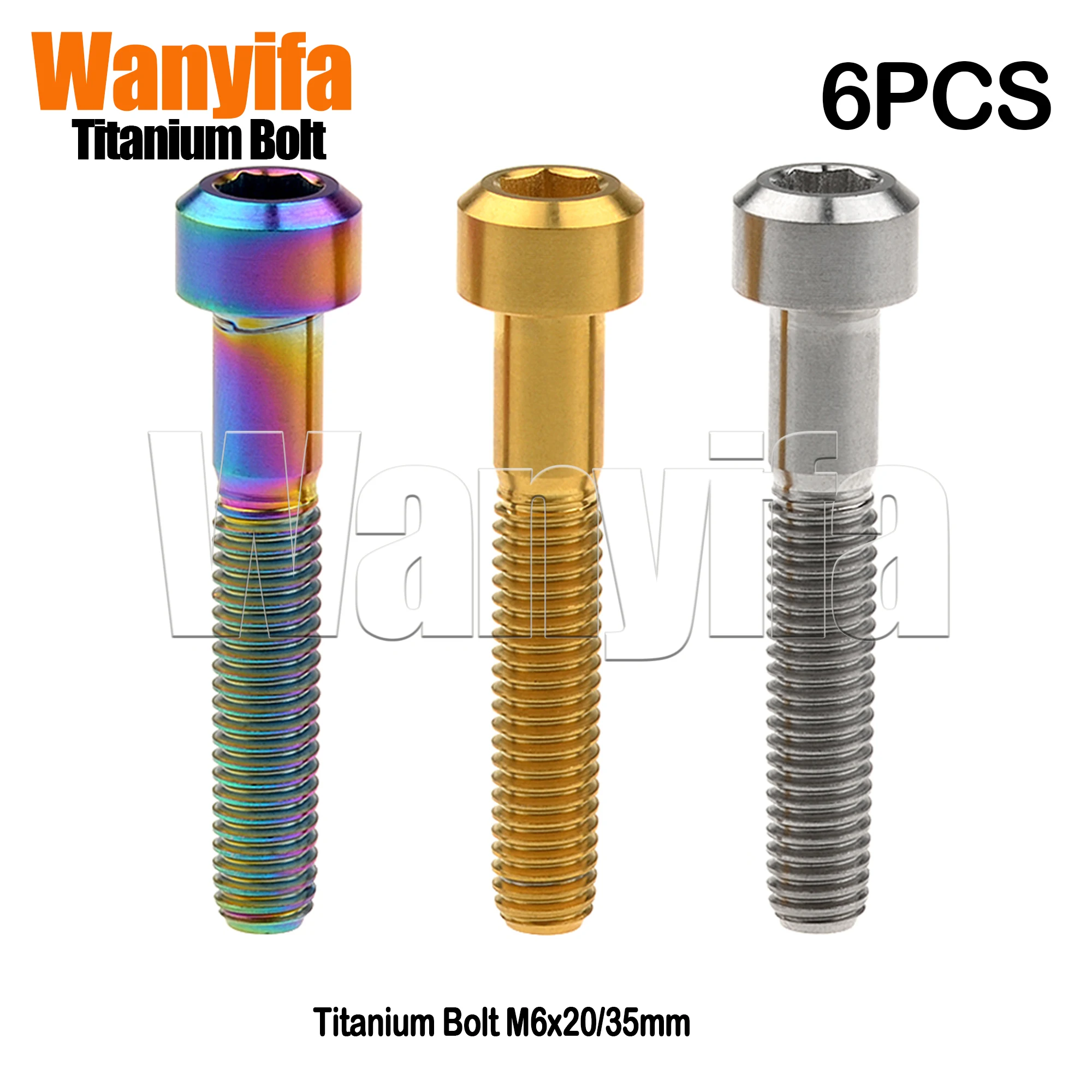 

Wanyifa Titanium Bolts M6x20/35mm Allen Ti Screws for MTB Part Fasteners Motorcycle Refit Componentes 6Pcs