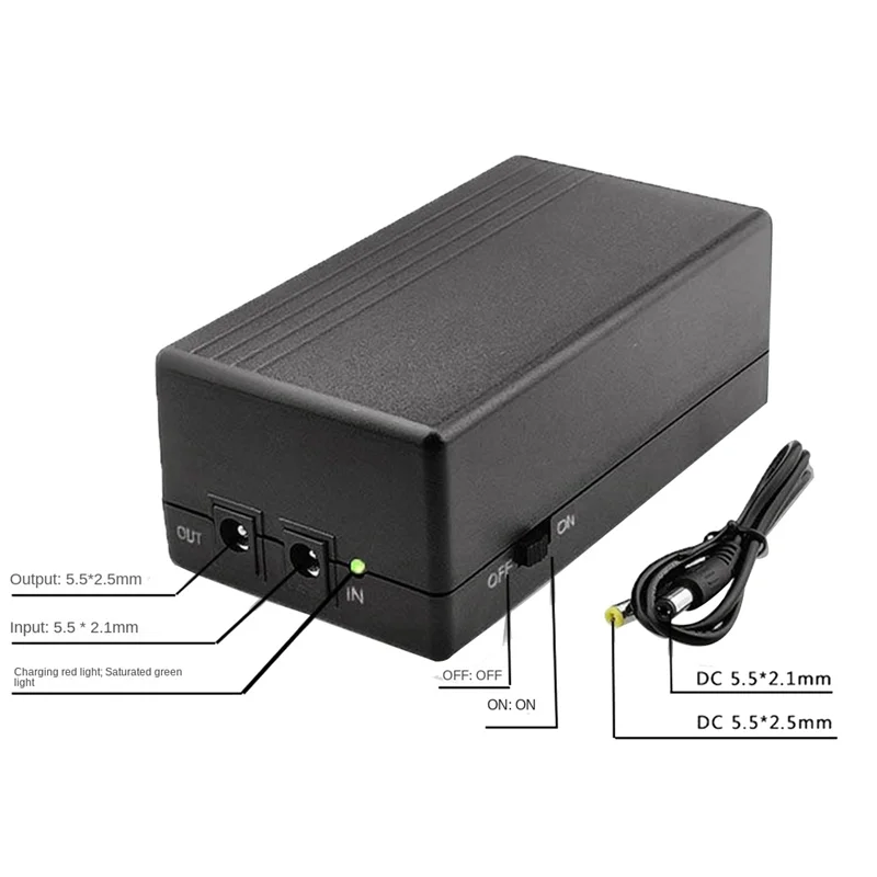 Imagem -05 - Fonte de Alimentação Ininterrupta Mini Ups Bateria de Backup para Cctv Wi-fi Router Fonte de Emergência 12v 2a 12000mah