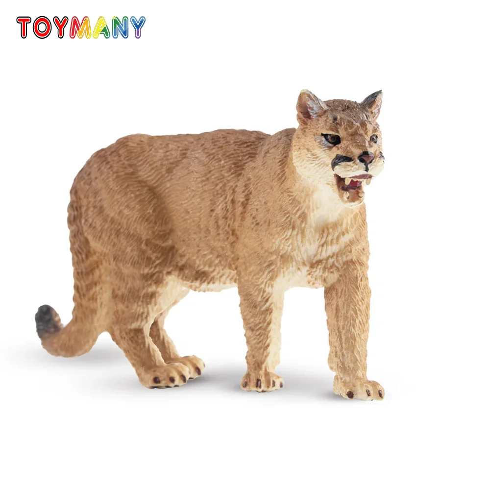 Toymany Simulation Cougar Wildlife Animal Model Toy Mini Figures Dolls Action Figurines Toys for Children Gift Cake Decoration