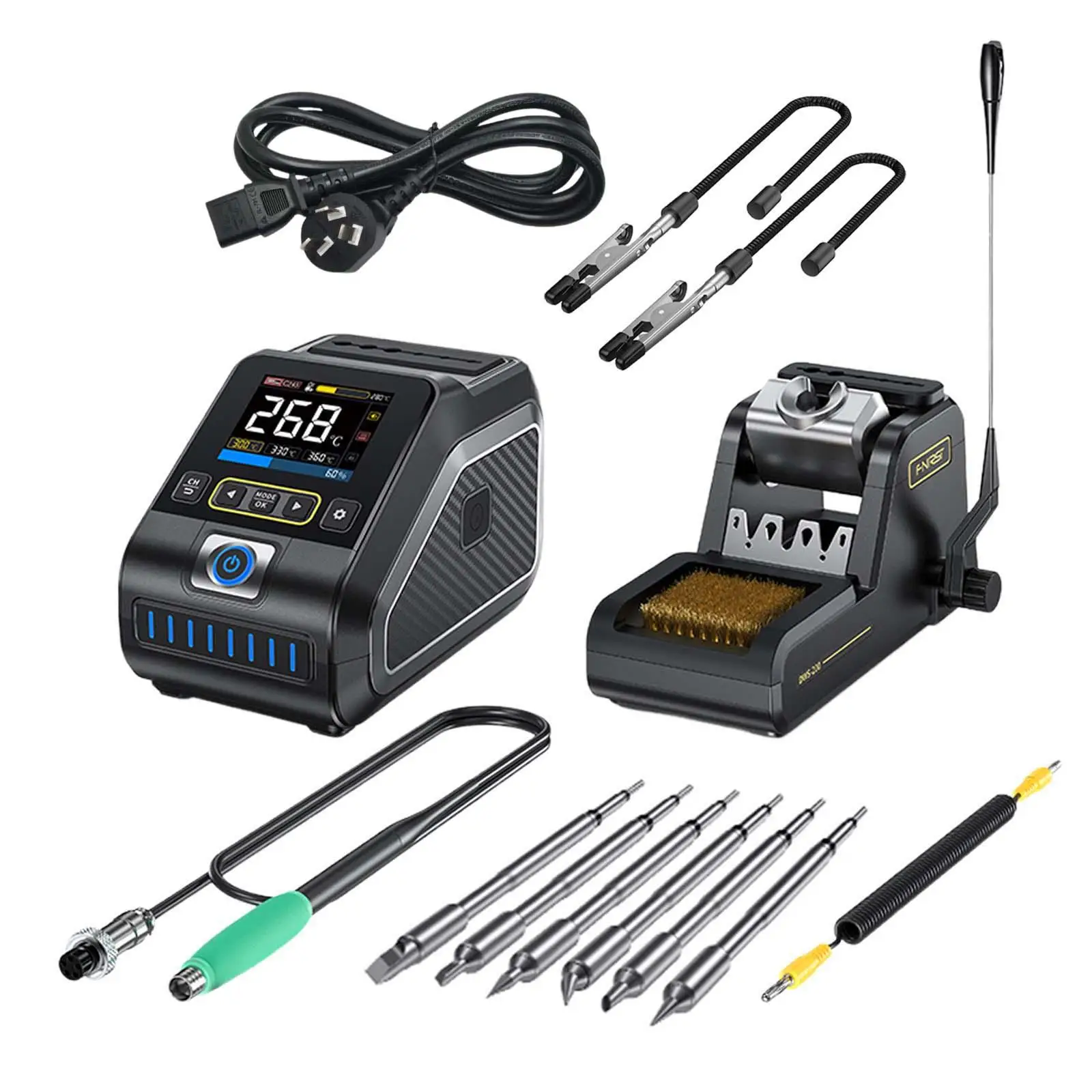 Digital Soldering Station 200W Fast Heating Short Circuit Protection Digital Solder Iron Kit for Chip Repairs PCB Manufacturing