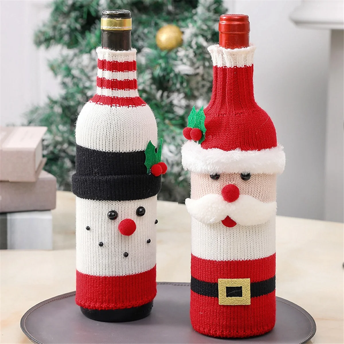 Christmas Sweater Wine Bottle Cover,Handmade Wine Bottle Sweater for -Christmas Sweater Party Decor