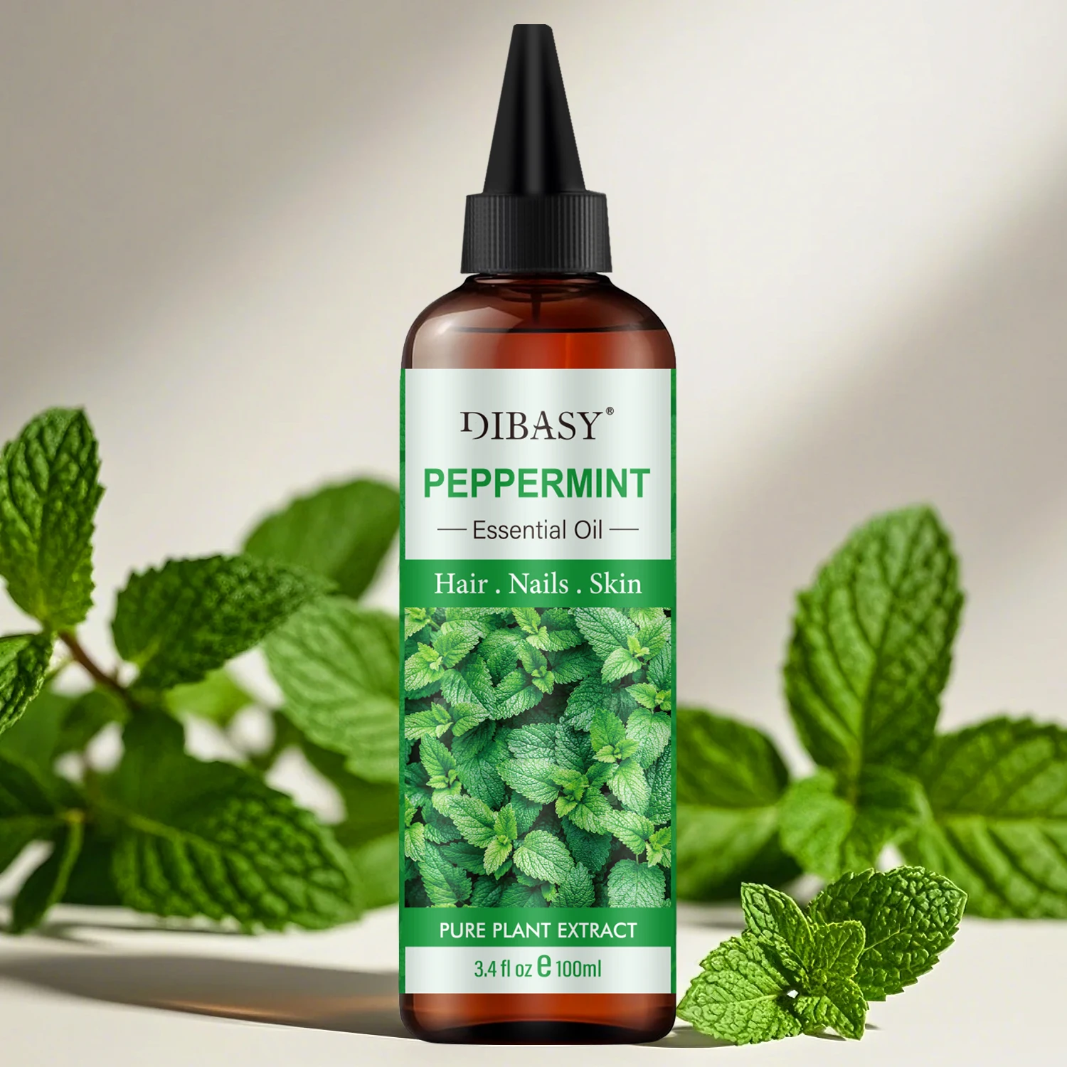 DIBASY 100ml Peppermint Essential Oil - Pure Plant Extract for Scalp & Skin Refreshment