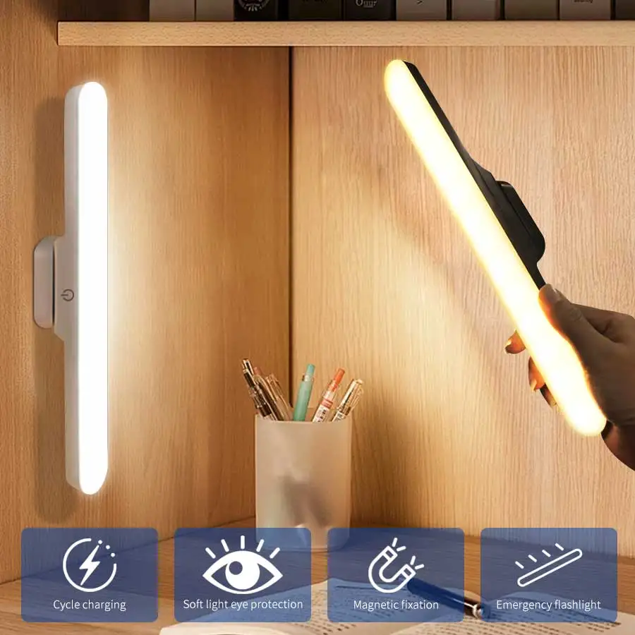 

USB Rechargeable LED Desk Lamp Magnetic Makeup Light 3 Colors Dimmable Wardrobe Closet Lighting Study Office Reading Light