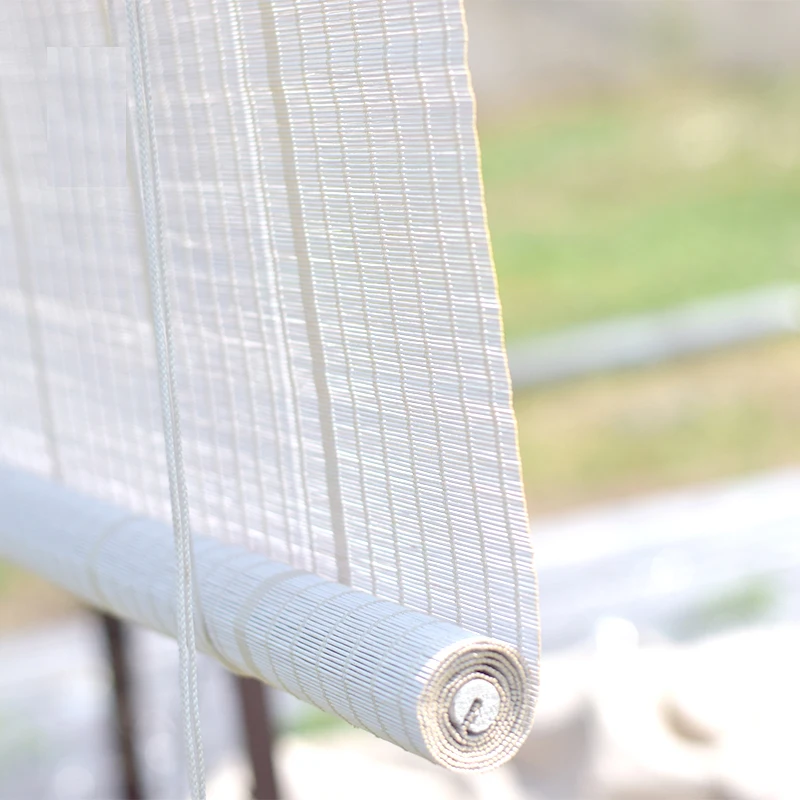 Fashion White Color Bamboo Roller Blinds for Window Blackout, Printed Curtain Shutter, Vintage Porch, Living Room, Bedroom