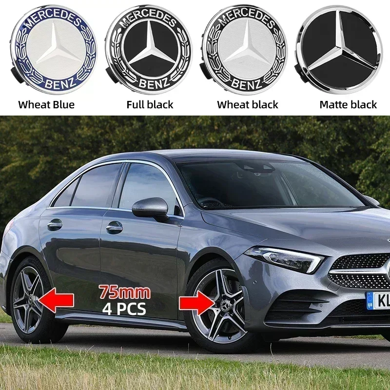 4pcs 75mm Car Styling Wheel Center Cap Hub Covers Badge For Mercedes Benz AMG Apple Tree B W205 W204 W212 W221 Accessories