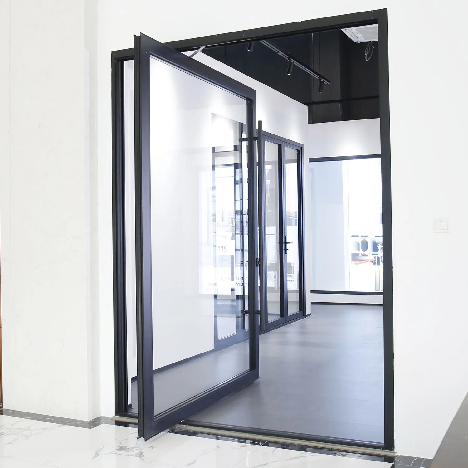 Sixinalu Pivot Door With Smart Lock Exterior Front Entry Doors Aluminum Double Glaszed Push Pull Rotating Dooe Home Decor Custom