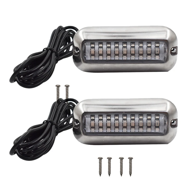 

2Pcs 27 Blue LED Stainless Lights Underwater Pontoon For Marine Boat Transom