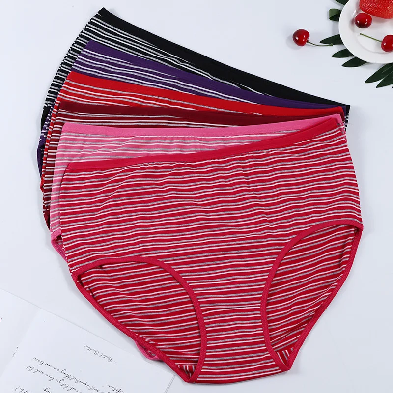 5Pcs/Lot High Waist Russia Stripe Panties for Women Underwears Sets Mother Milk Fiber Soft Plus Size 6XL Briefs Intimates