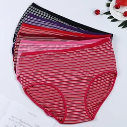 5Pcs/Lot High Waist Russia  Stripe Panties for Women  Underwears Sets Mother Milk Fiber Soft Plus Size 6XL Briefs  Intimates