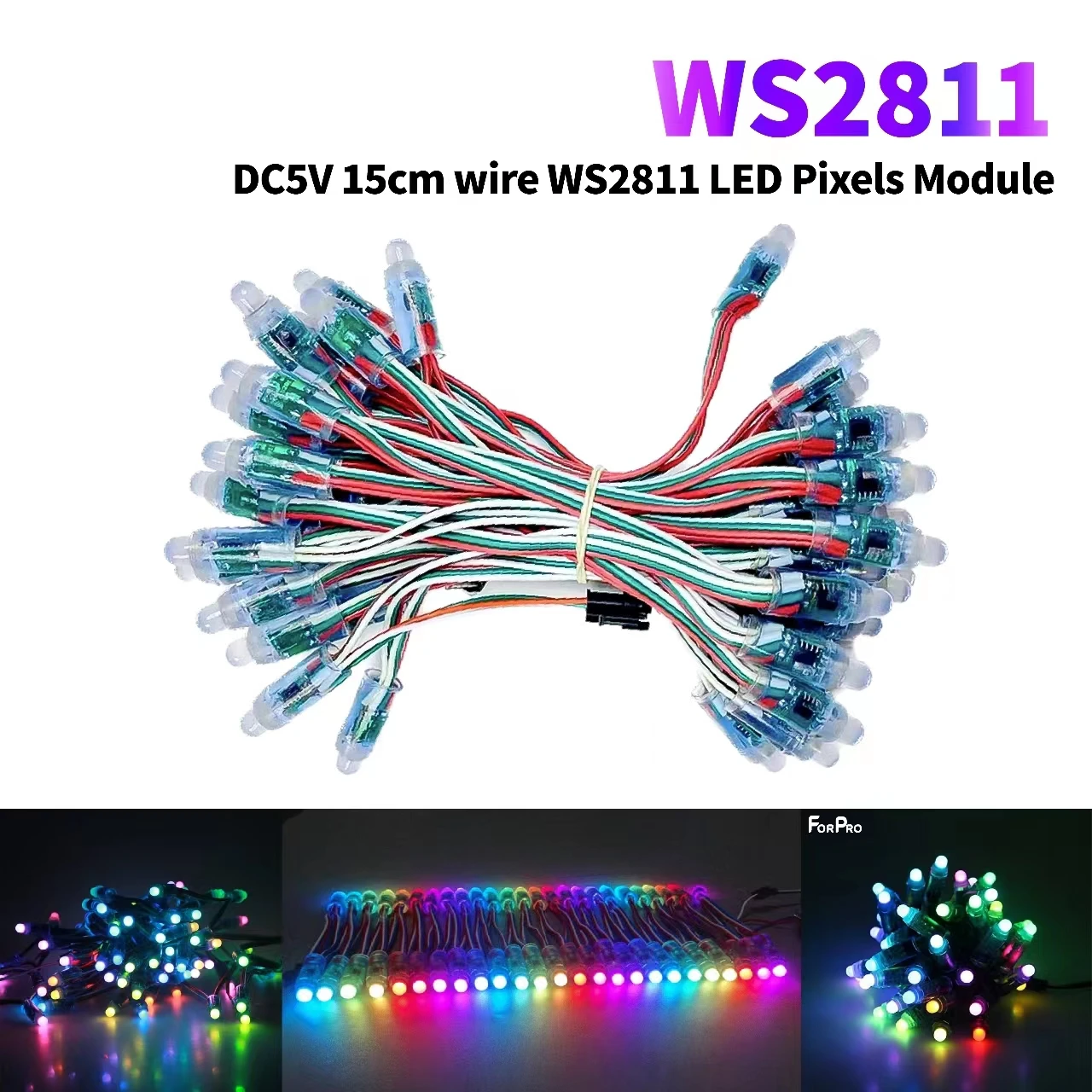 

5000pcs DC 5V input 15cm Wire 12mm WS2811 RGB Digital LED Pixel Light 2811 IC Full Color Pixel LED Module Light IP68 Waterproof