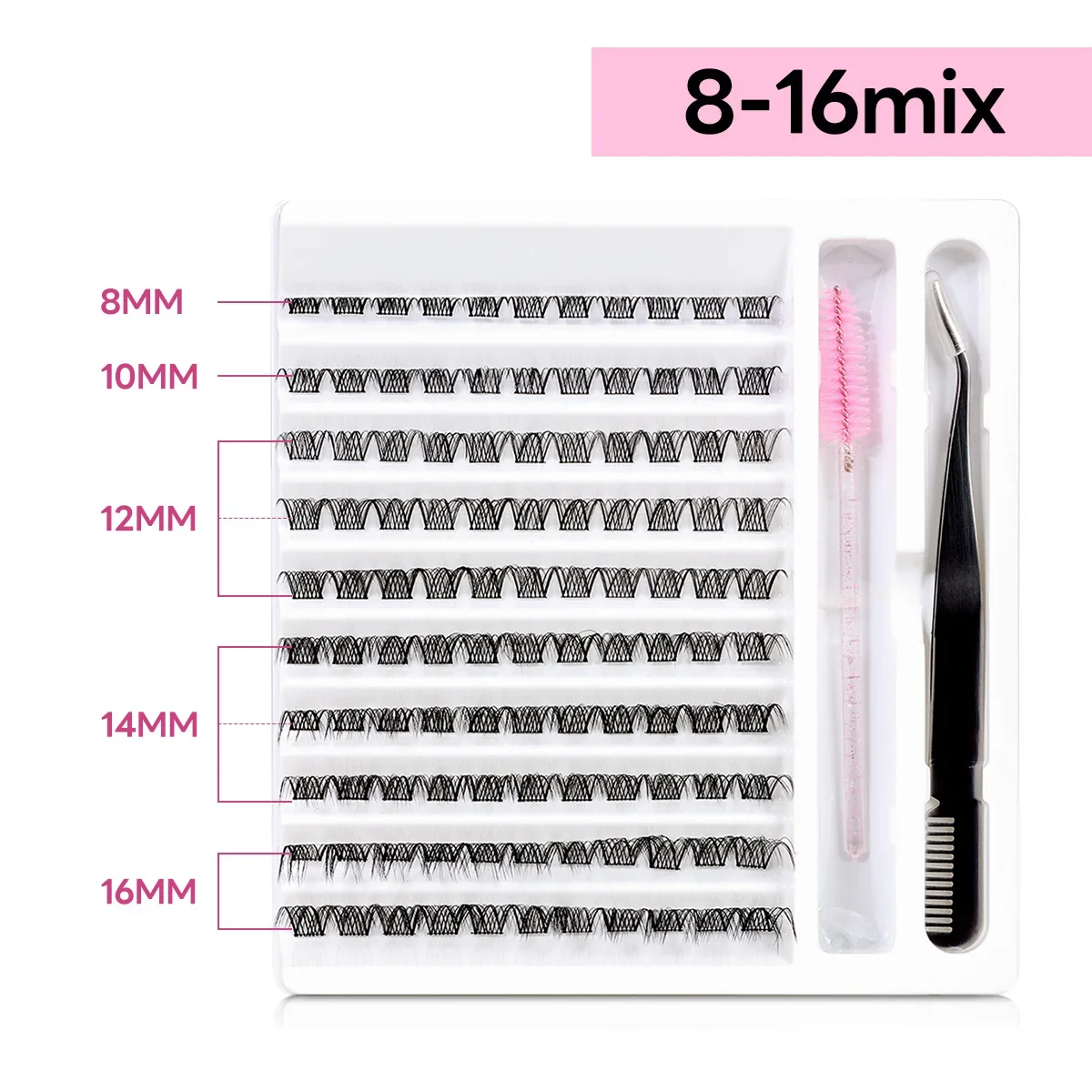 ARISON DIY Single Cluster Eyelash Extension with Tweezers Brush Segmented Bundles Premade Eyelash Individual Lashes Soft Ribbon