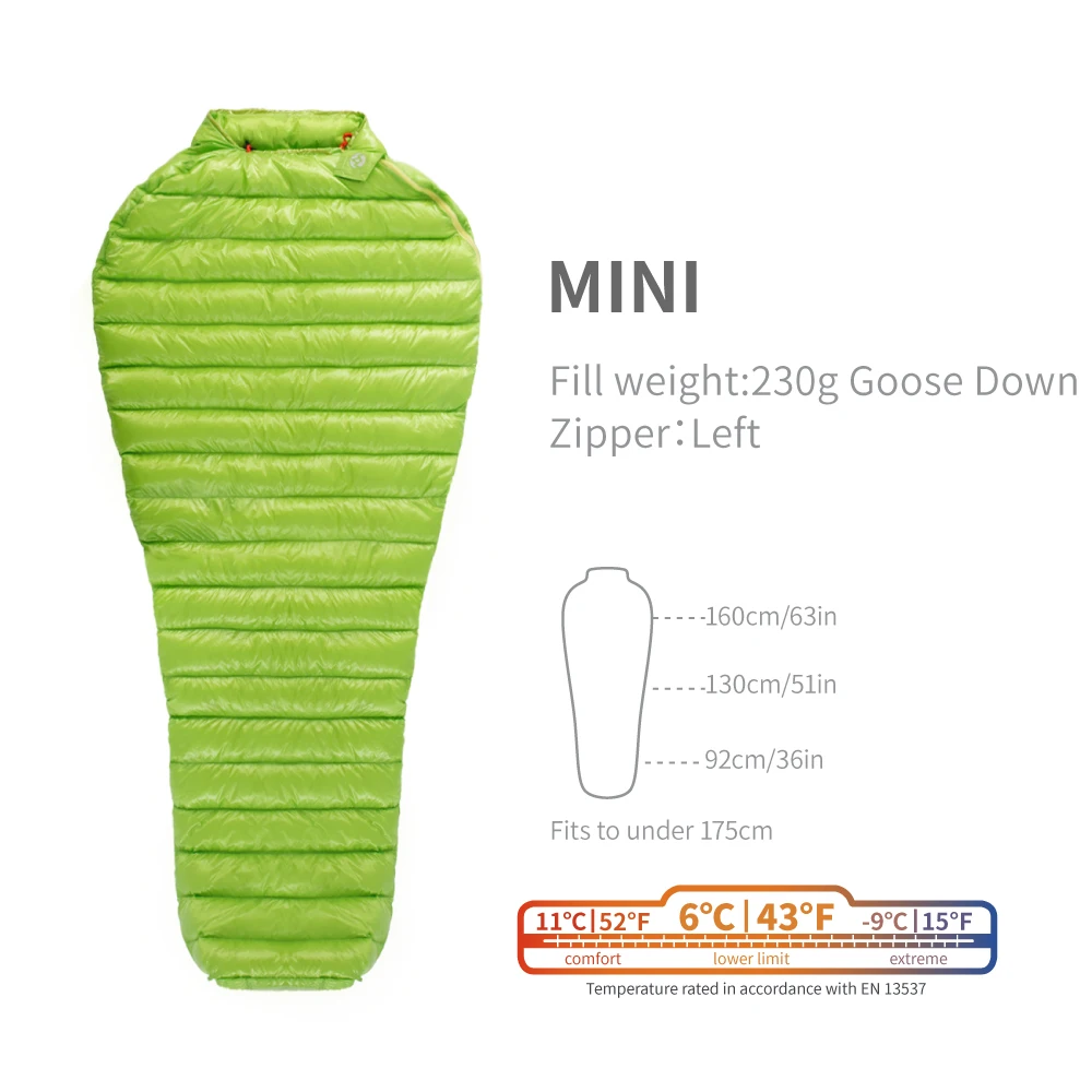 AEGISMAX MINI 6 Degree 800FP Goose Down Sleeping Bag Ultralight