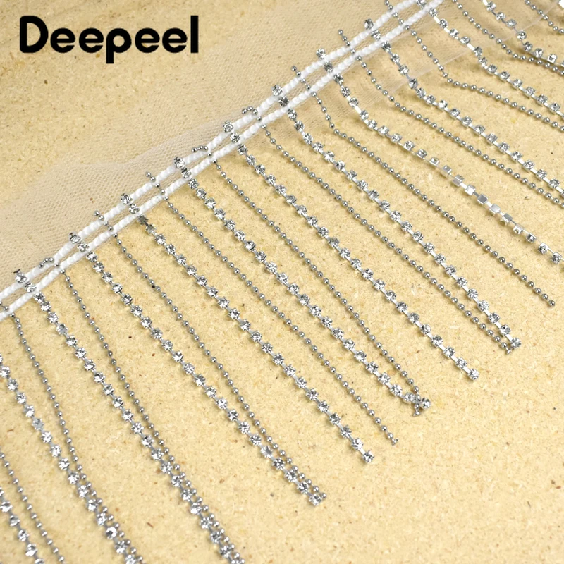 

1/2/3Yards 9cm Glitter Rhinestone Beaded Tassel Fringe Sewing Lace Trim Dress Garment Decorative Tassels DIY Crafts Accessories