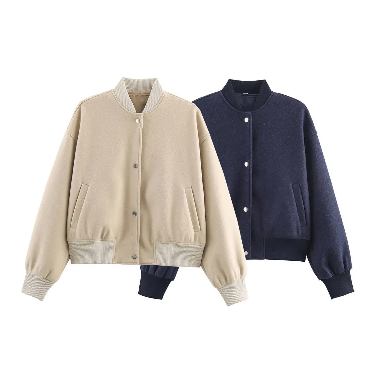 

KIDCRKJ Повседневное весеннее женское пальто-бомбер 2026 с воротником-стойкой и застежкой-кнопкой, женская верхняя одежда с длинными рукавами, женская куртка в Instagram-стиле