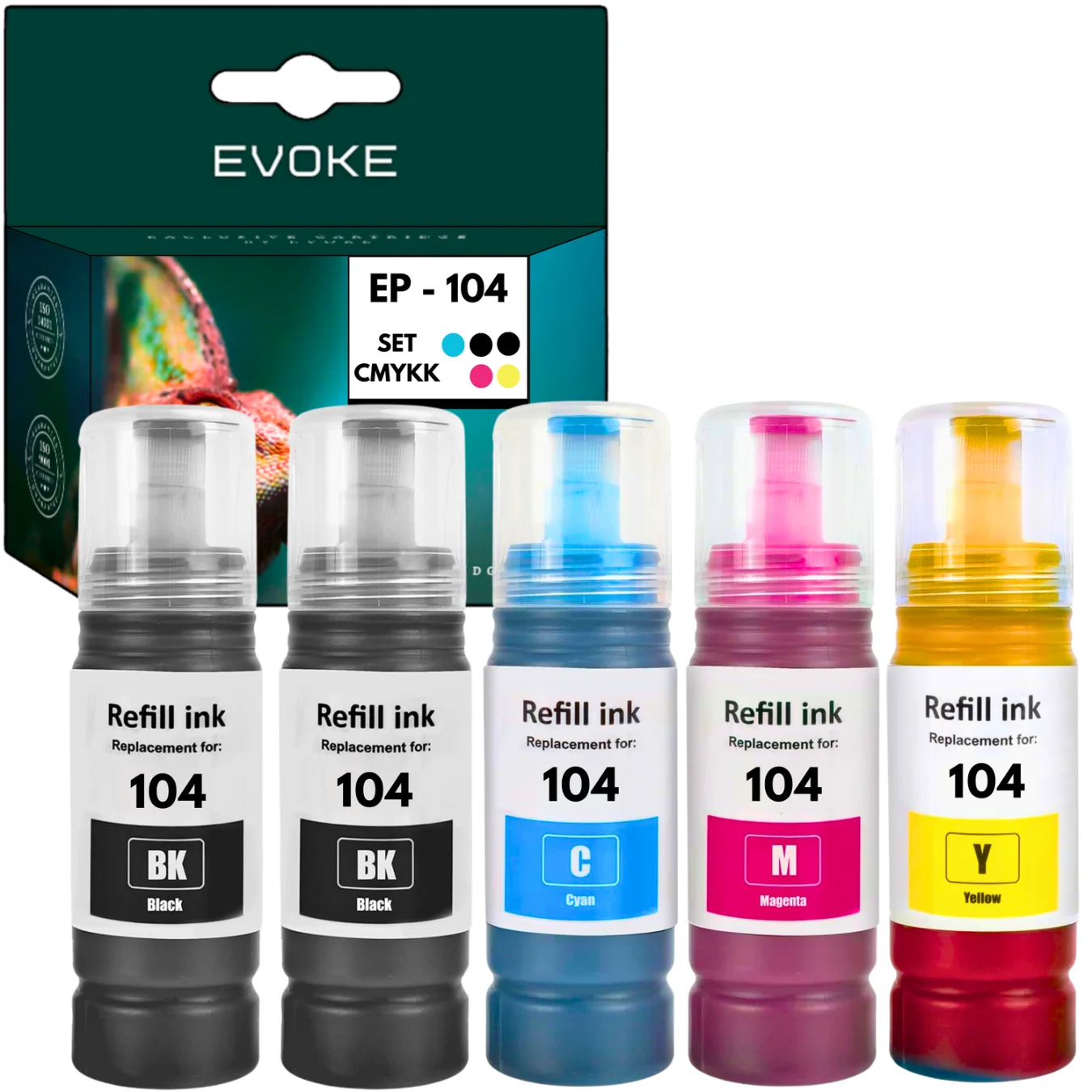 Encre pour imprimante Epson 104 XL, 5x, 2 pièces noires, 3 jeux de documents, T104 Encre pour imprimante Epson 104 XL, 5x, 2 pièces noires, 3 jeux de documents, T104