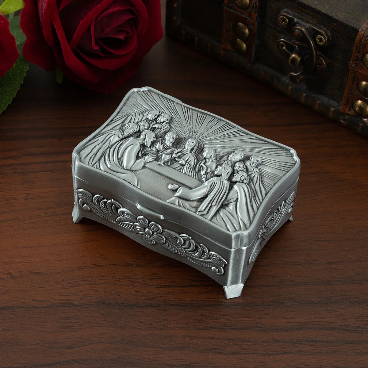 European retro metal crafts Last Supper jewelry storage box creative storage jewelry gift collection box wholesale relic box