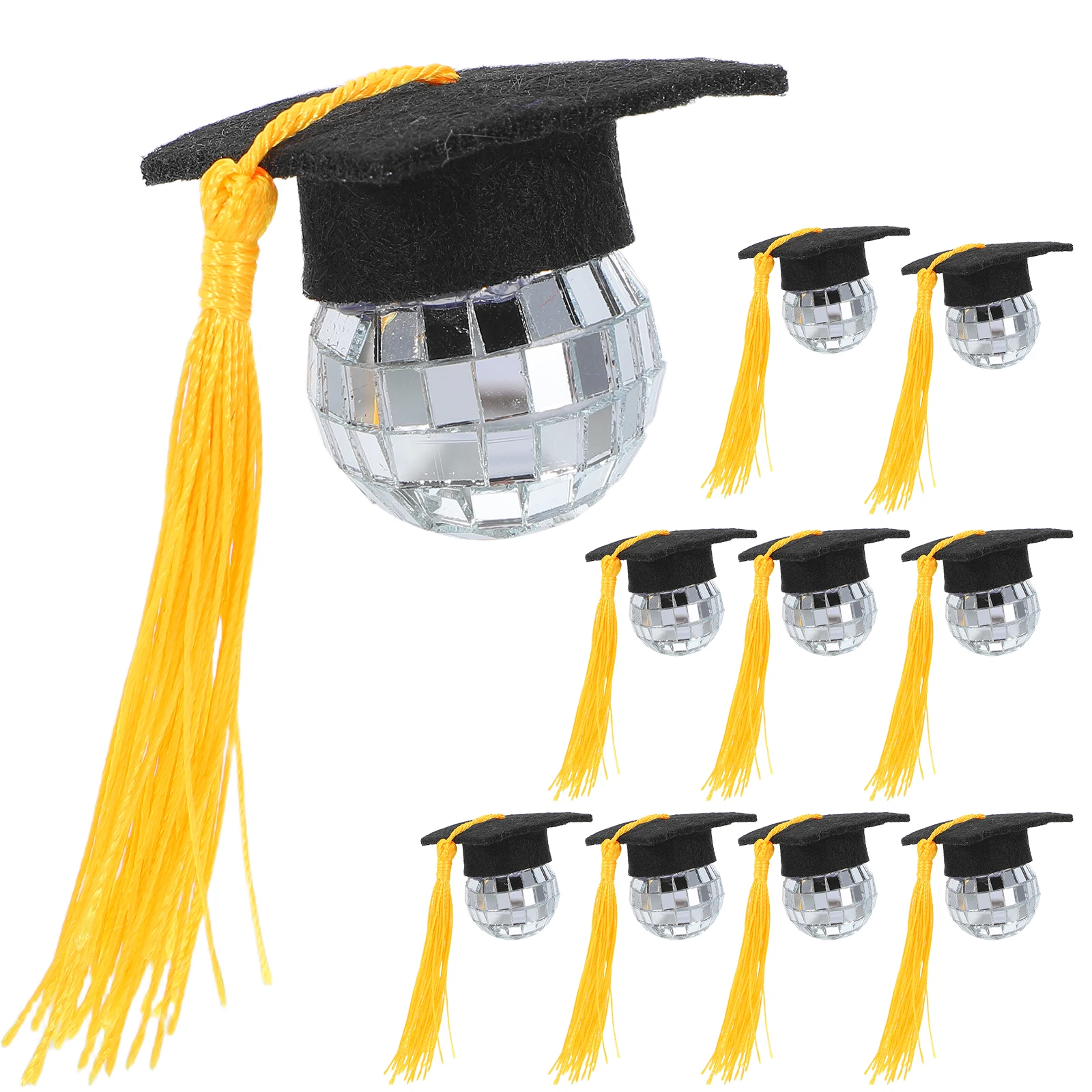 

10 Pcs Graduation Hat Disco Cupcake Cap Decor Topper Toppers 2025 Decorations Small Paper